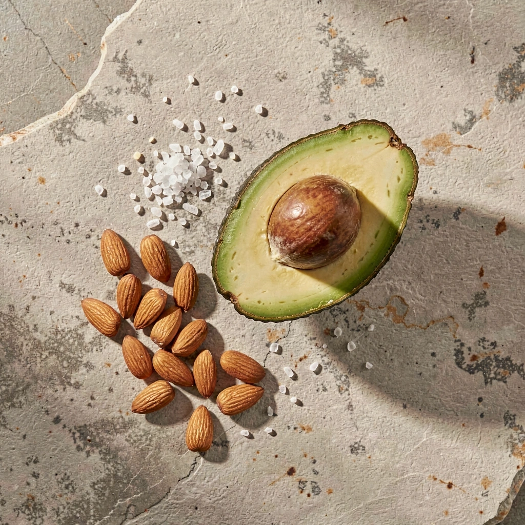 Ingredientes frescos en composición editorial